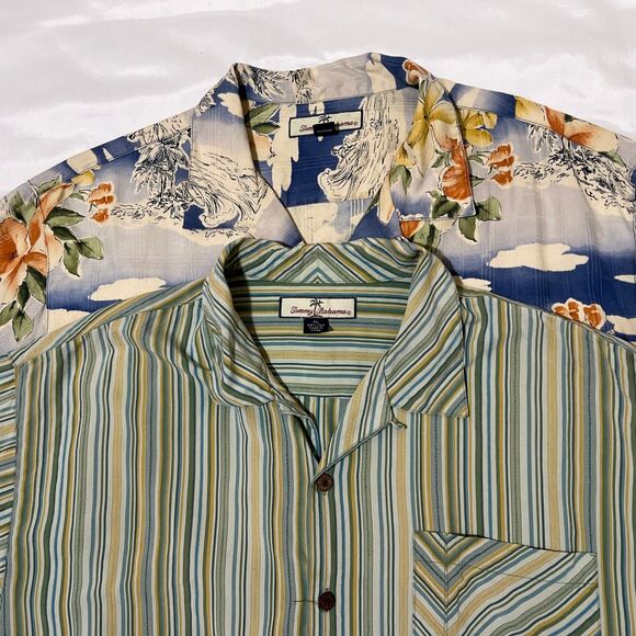 2 Tommy Bahama Silk Hawaiian Shirt Mens XL Aloha Tropical Camp Button Up Dad - Picture 1 of 16